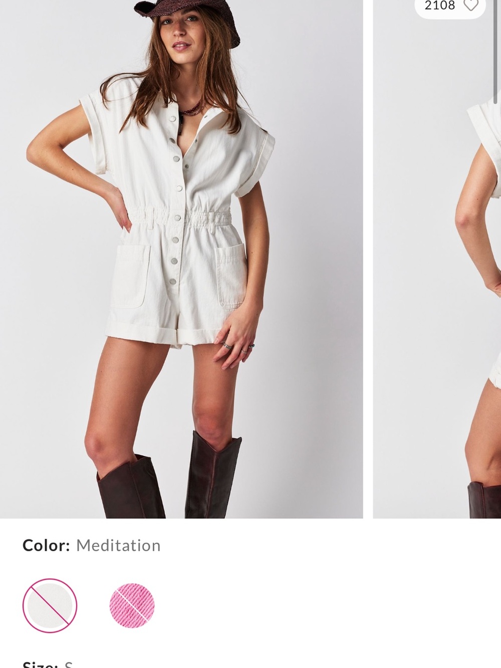 Free People Denim Short Sleeve Romper in White⭐️ Used - like new (worn once)⭐️ - Picture 4 of 4